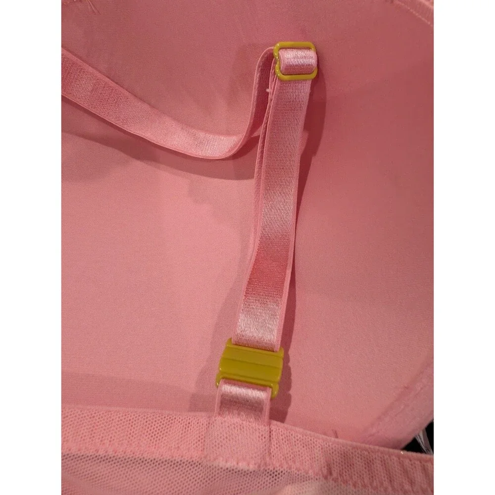 Victoria's Secret 38DD Sexy Lace Push Up Bra Pink Flower mesh underwire NWOT